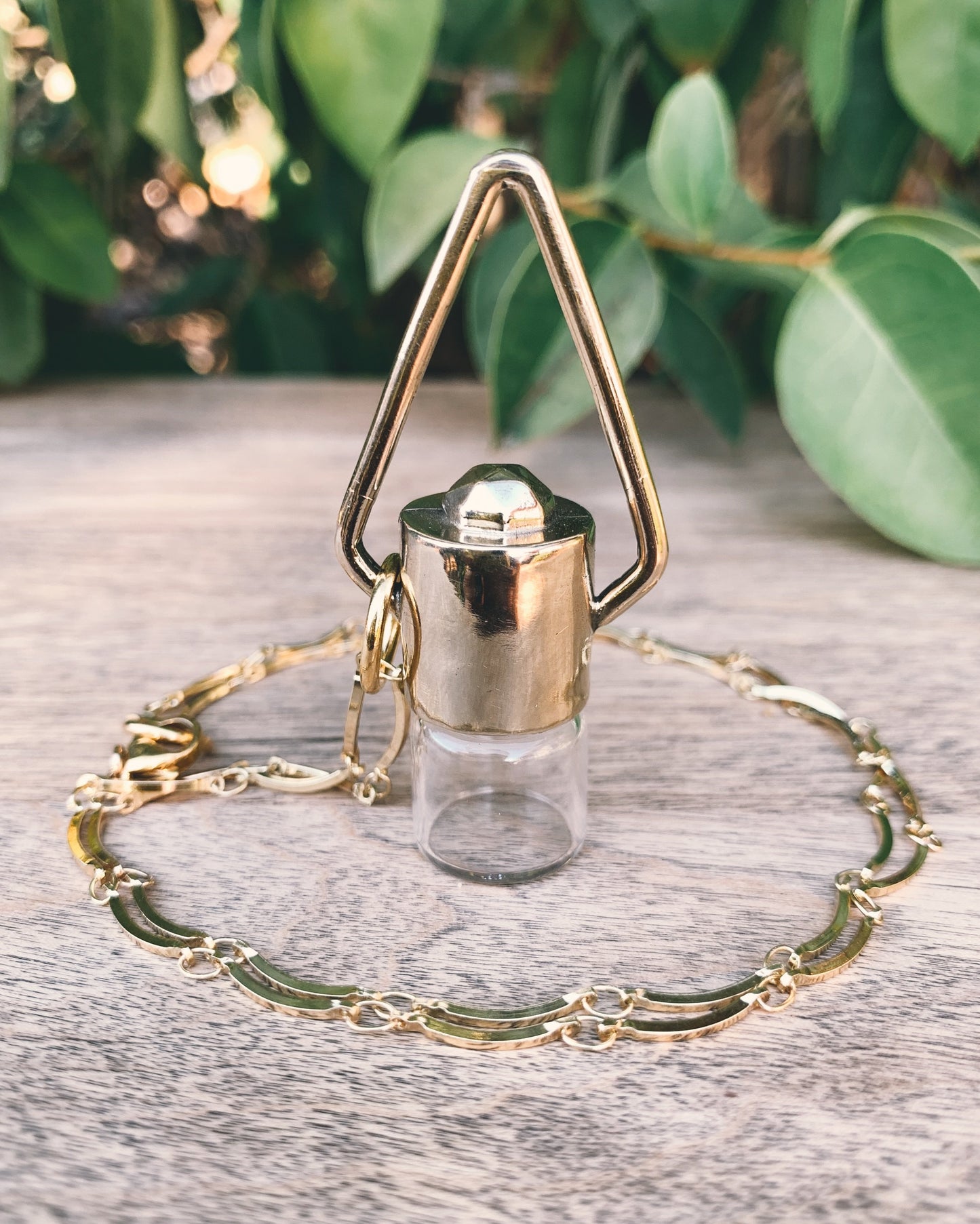 Brass Geometric -  Metal Stud Rollerball Necklace